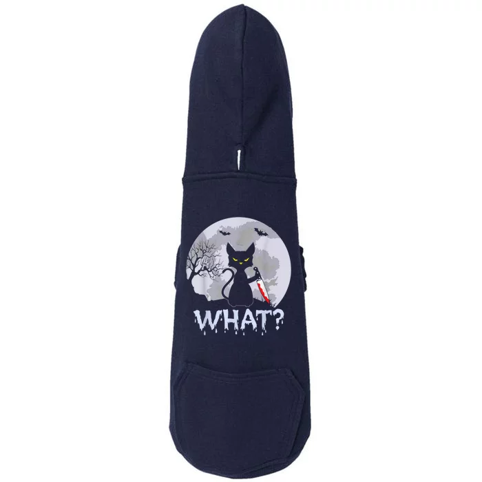 Cat What? Murderous Black Cat With Knife Halloween Costume Doggie 3-End Fleece Hoodie