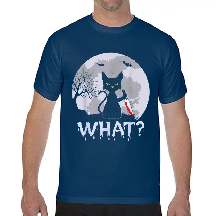 Cat What? Murderous Black Cat With Knife Halloween Costume Comfort Colors T-Shirt