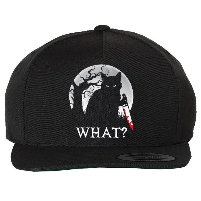 Cat What Murderous Black Cat With Knife Halloween Costume Wool Snapback Cap