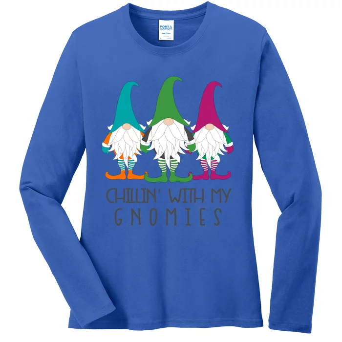 Chillin With My Gnomies Garden Gnome Christmas Lawn Care Gift Ladies Long Sleeve Shirt