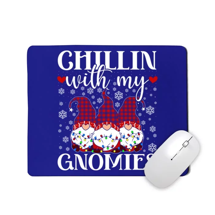 Chillin With My Gnomies Red Plaid Christmas Gnome Novelty Cute Gift Mousepad