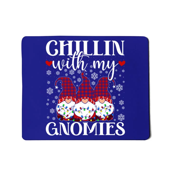 Chillin With My Gnomies Red Plaid Christmas Gnome Novelty Cute Gift Mousepad