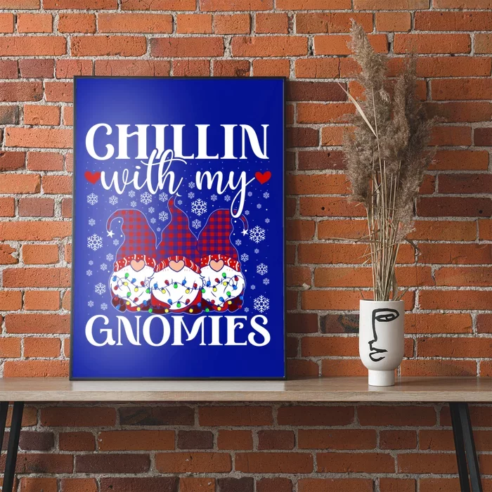 Chillin With My Gnomies Red Plaid Christmas Gnome Novelty Cute Gift Poster