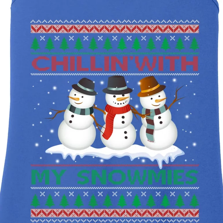 Chillin' With My Snowmies Snow Ugly Christmas Sweater Great Gift Ladies Essential Tank