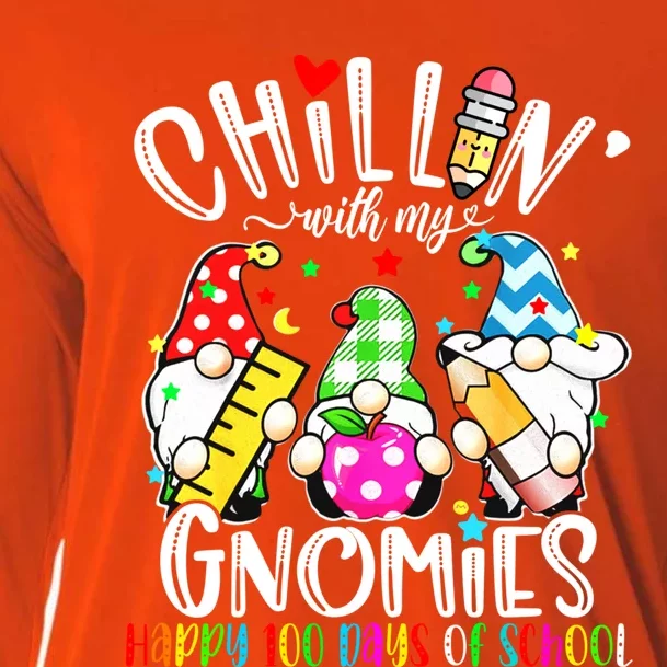 Chillin With My Gnomies Teacher Gnomes 100 Days Of School Great Gift Cooling Performance Long Sleeve Crew