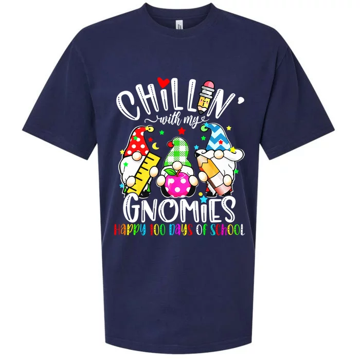 Chillin With My Gnomies Teacher Gnomes 100 Days Of School Great Gift Sueded Cloud Jersey T-Shirt