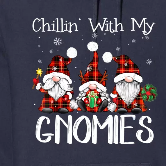 Chillin With My Gnomies Buffalo Red Plaid Christmas Gnome Premium Hoodie