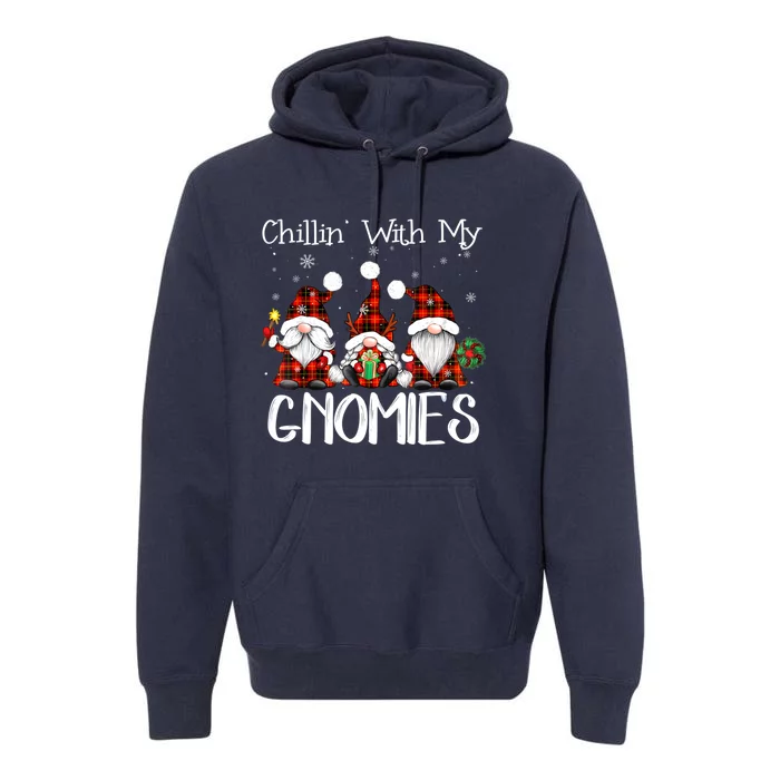 Chillin With My Gnomies Buffalo Red Plaid Christmas Gnome Premium Hoodie