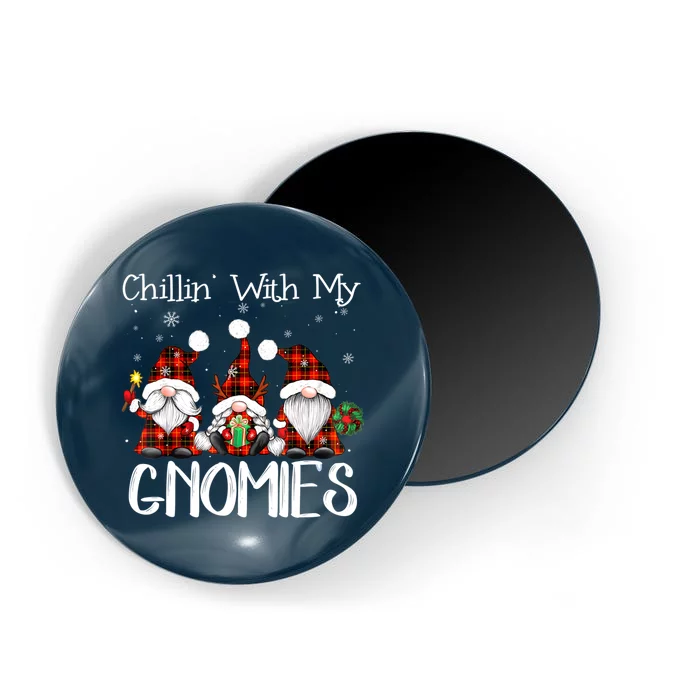 Chillin With My Gnomies Buffalo Red Plaid Christmas Gnome Magnet