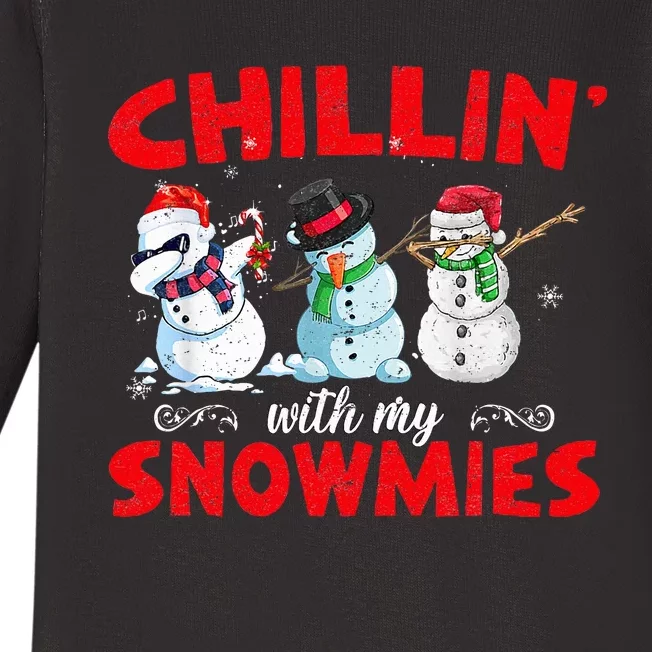 Chillin With My Snowmies Ugly Christmas Baby Long Sleeve Bodysuit