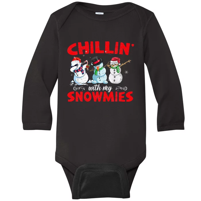 Chillin With My Snowmies Ugly Christmas Baby Long Sleeve Bodysuit