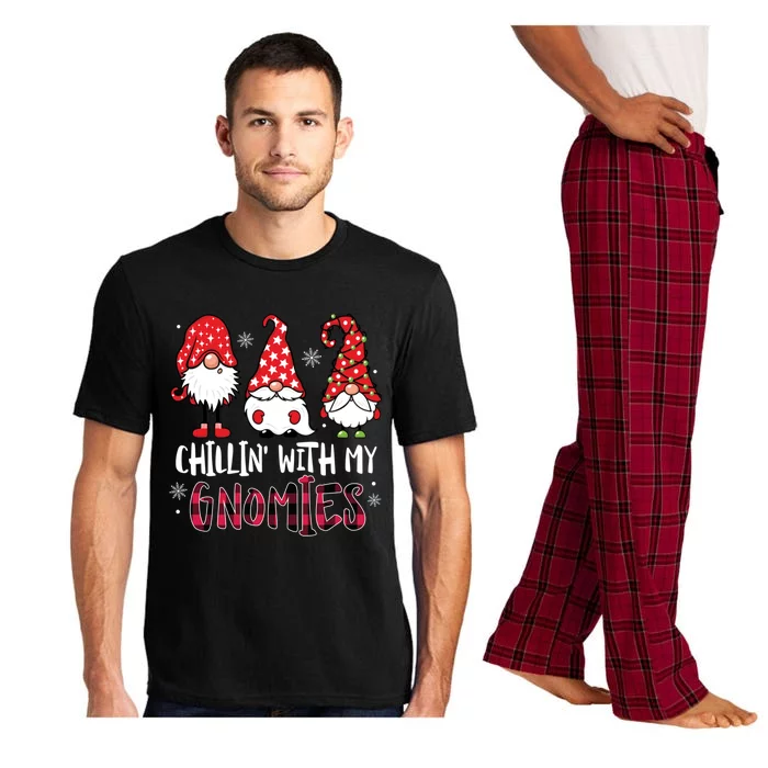 Chillin With My Gnomies Christmas Buffalo Plaid Xmas Family Gift Pajama Set