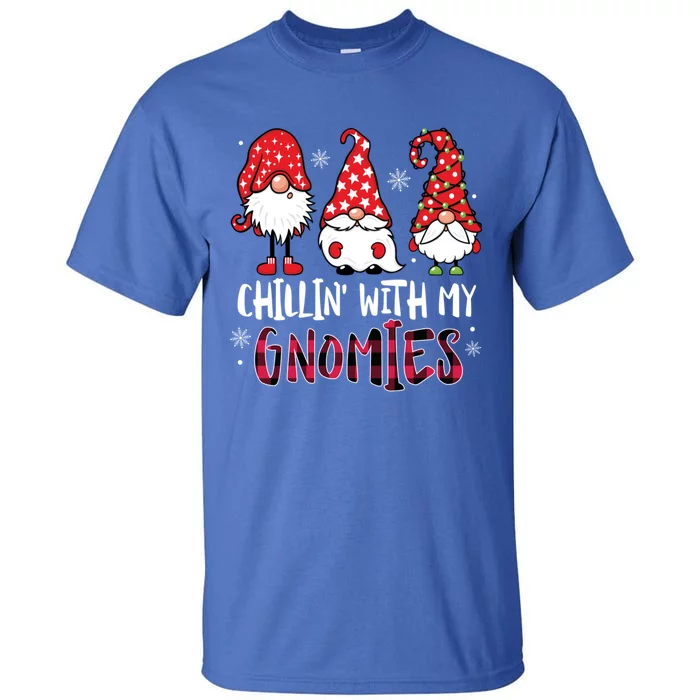 Chillin With My Gnomies Christmas Buffalo Plaid Xmas Family Gift Tall T-Shirt