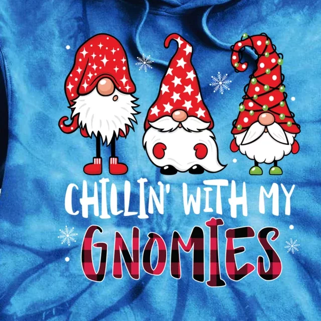 Chillin With My Gnomies Christmas Buffalo Plaid Xmas Family Gift Tie Dye Hoodie