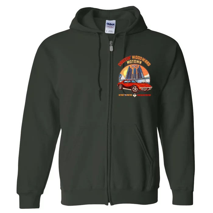 Cruisin Woodward Motown Detroit To Pontiac A Michigan Tradition Full Zip Hoodie