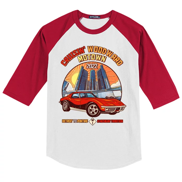 Cruisin Woodward Motown Detroit To Pontiac A Michigan Tradition Kids Colorblock Raglan Jersey