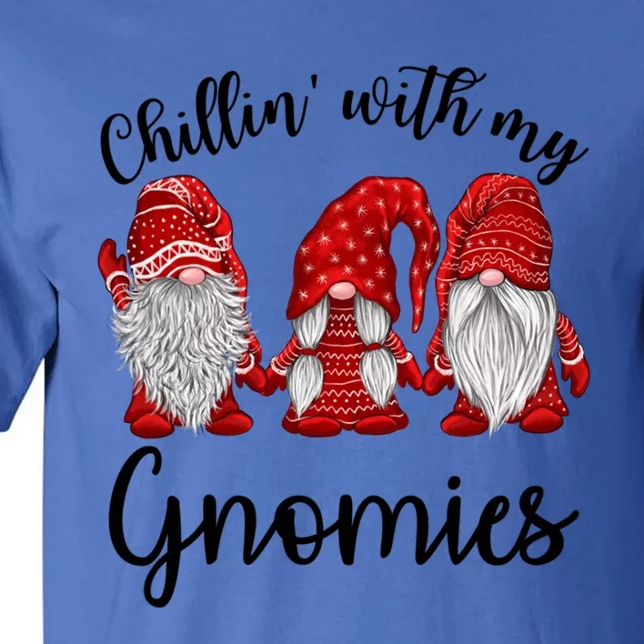 Chillin With My Gnomies Red Buffalo Plaid Gnome Christmas Gift Tall T-Shirt