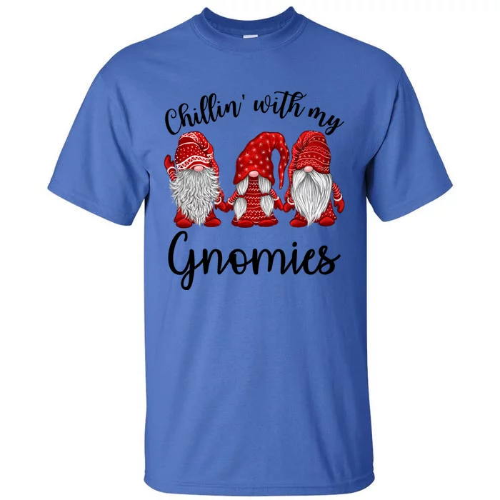 Chillin With My Gnomies Red Buffalo Plaid Gnome Christmas Gift Tall T-Shirt