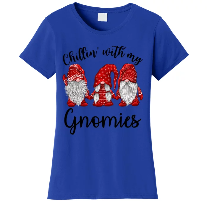 Chillin With My Gnomies Red Buffalo Plaid Gnome Christmas Gift Women's T-Shirt