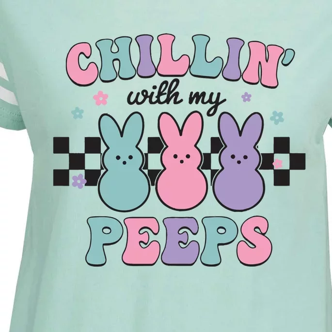 Chillin With My Peeps Easter Bunny Enza Ladies Jersey Football T-Shirt