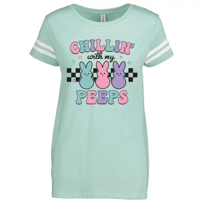 Chillin With My Peeps Easter Bunny Enza Ladies Jersey Football T-Shirt