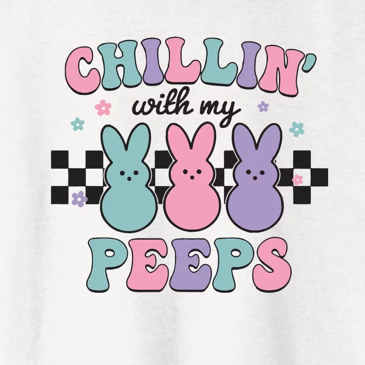 Chillin With My Peeps Easter Bunny Women's Crop Top Tee