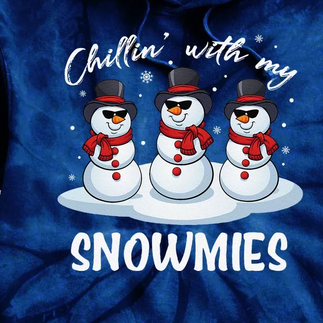 Chillin With My Snowmies Teacher Christmas Snowman Pajamas Tie Dye Hoodie