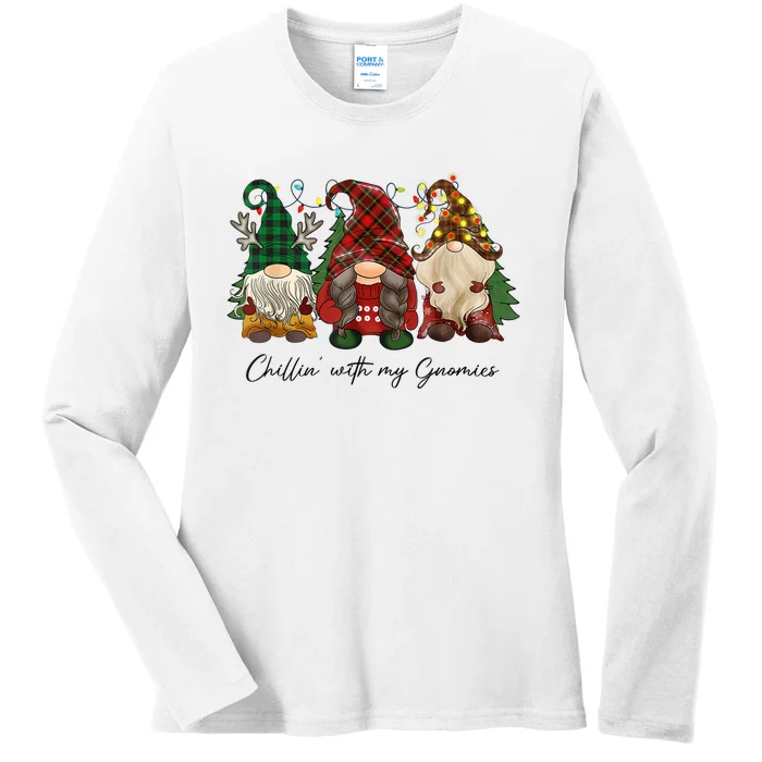 Chillin With My Gnomies Matching Family Christmas Gnome Ladies Long Sleeve Shirt