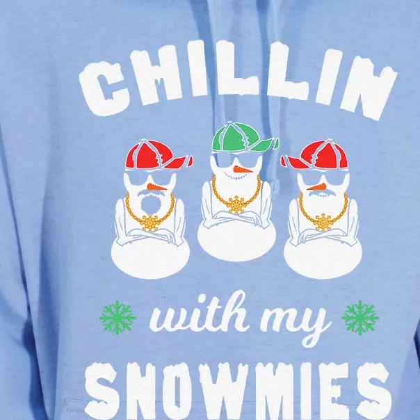 Chillin With My Snowmies Ugly Christmas Snowman Unisex Surf Hoodie