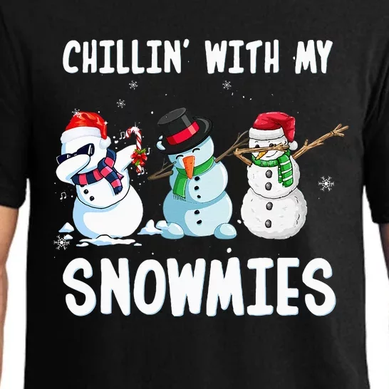 Chillin With My Snowmies Family Pajamas Snowman Christmas Pajama Set