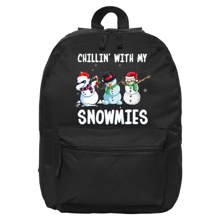 Chillin With My Snowmies Family Pajamas Snowman Christmas 16 in Basic Backpack