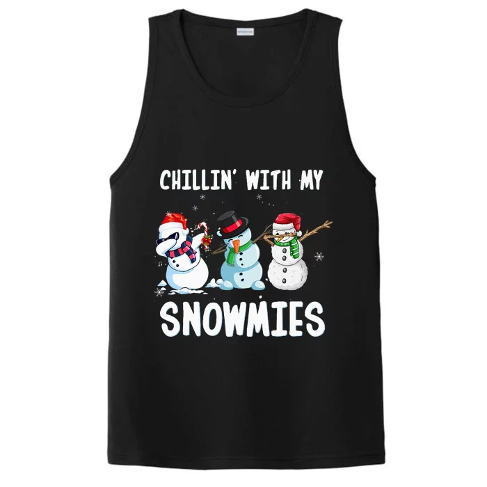 Chillin With My Snowmies Family Pajamas Snowman Christmas Performance Tank