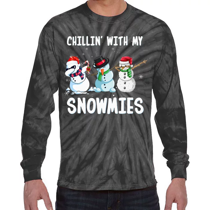 Chillin With My Snowmies Family Pajamas Snowman Christmas Tie-Dye Long Sleeve Shirt