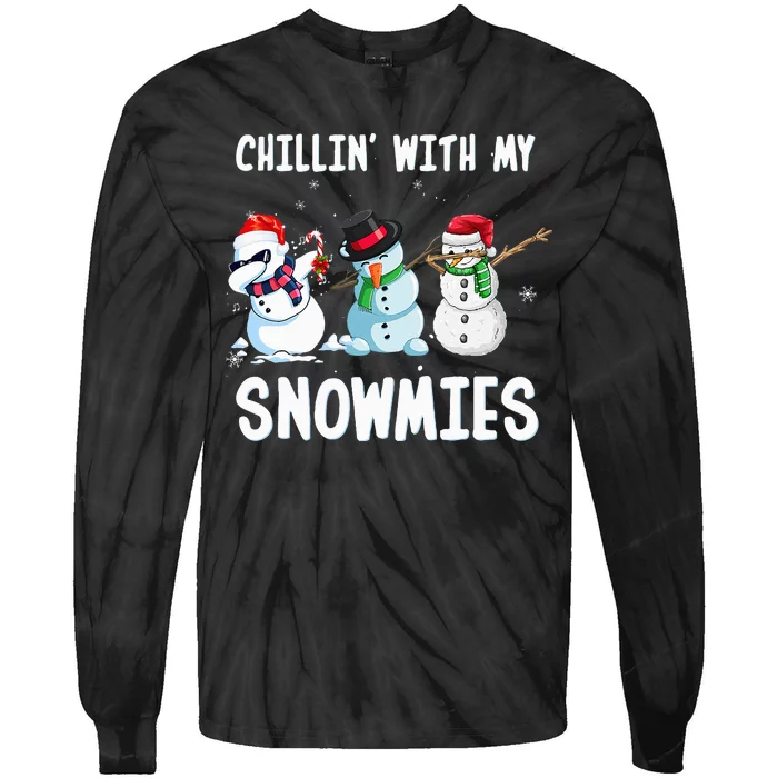 Chillin With My Snowmies Family Pajamas Snowman Christmas Tie-Dye Long Sleeve Shirt