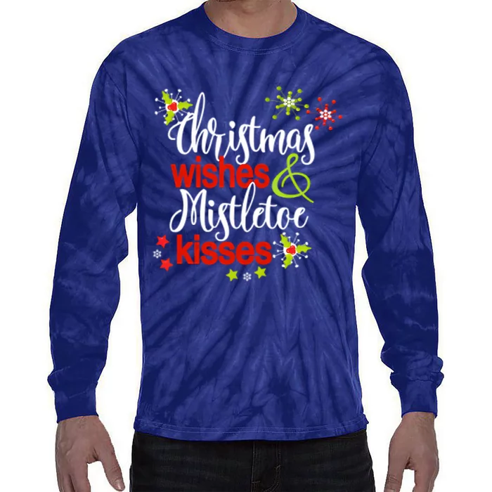 Christmas Wishes Mistletoe Kisses Tie-Dye Long Sleeve Shirt