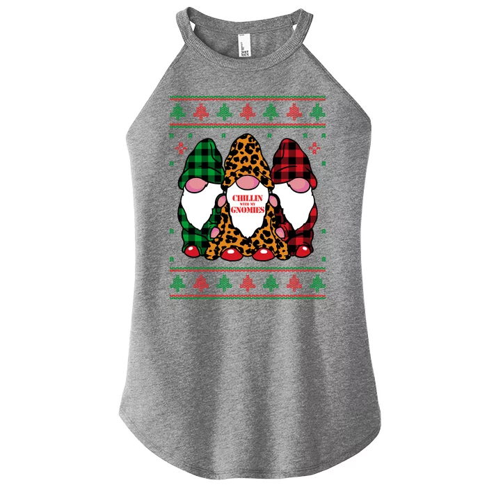 Chillin With My Gnomies Gnomes In Pajamas Ugly Christmas Women’s Perfect Tri Rocker Tank