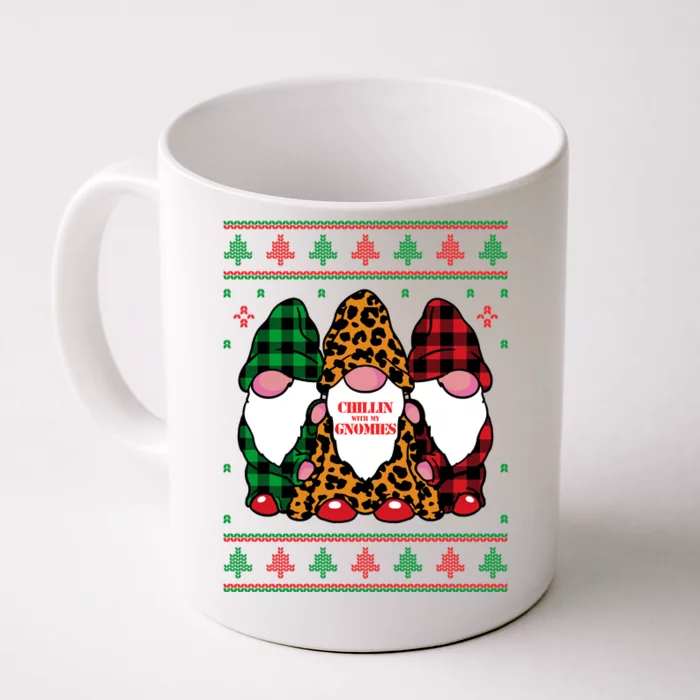 Chillin With My Gnomies Gnomes In Pajamas Ugly Christmas Front & Back Coffee Mug