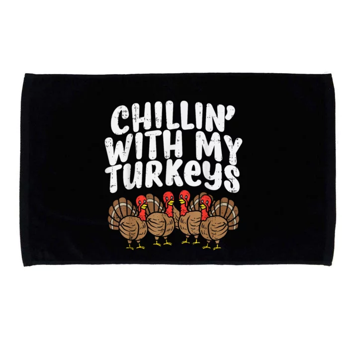 Chillin With My Turkeys Thanksgiving Family Microfiber Hand Towel