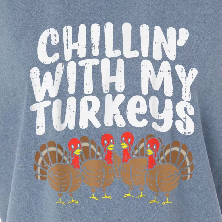 Chillin With My Turkeys Thanksgiving Family Garment-Dyed Women's Muscle Tee