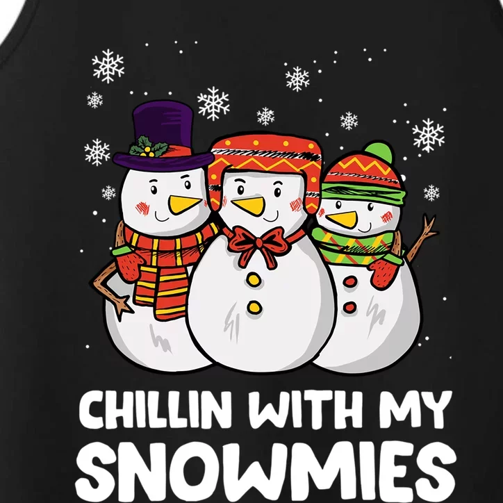 Chillin With My Snowmies Christmas Friends Winter Snow Cute Gift Performance Tank