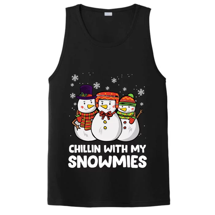 Chillin With My Snowmies Christmas Friends Winter Snow Cute Gift Performance Tank