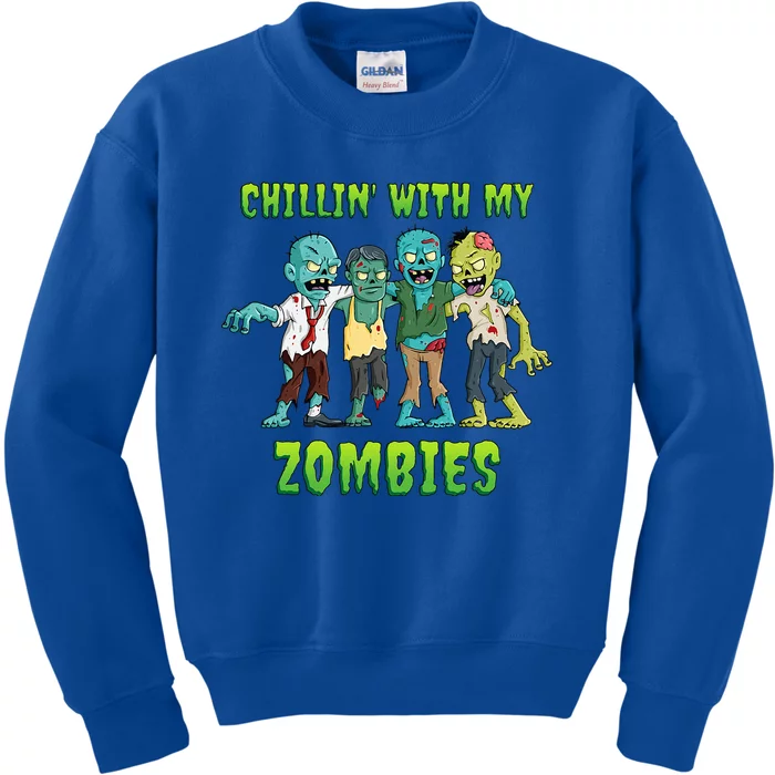 Chillin With My Zombies Halloween Kids Sweatshirt