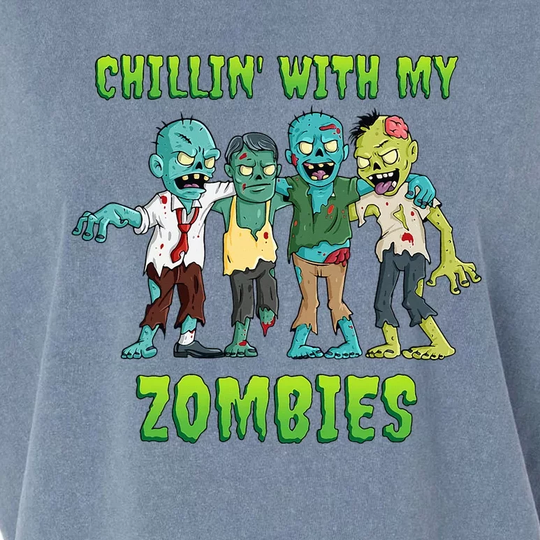 Chillin With My Zombies Halloween Garment-Dyed Women's Muscle Tee