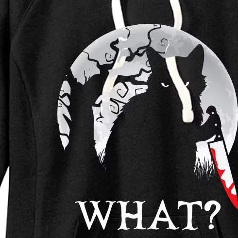 Cat What Murderous Black Cat With Knife Halloween Costume Women's Fleece Hoodie