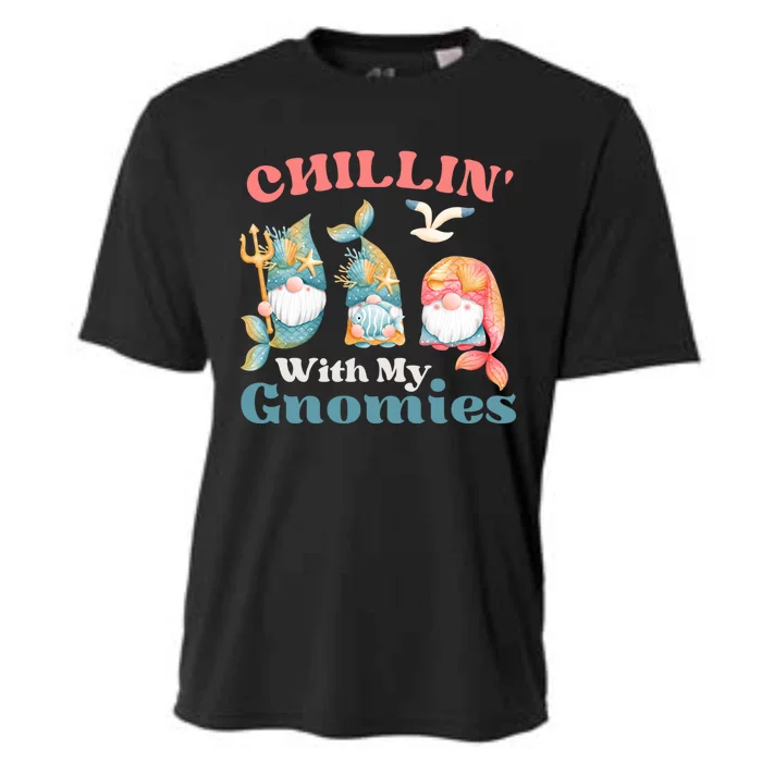 Chillin With My Gnomies Ocean Mermaid Gnomes Gift Cooling Performance Crew T-Shirt