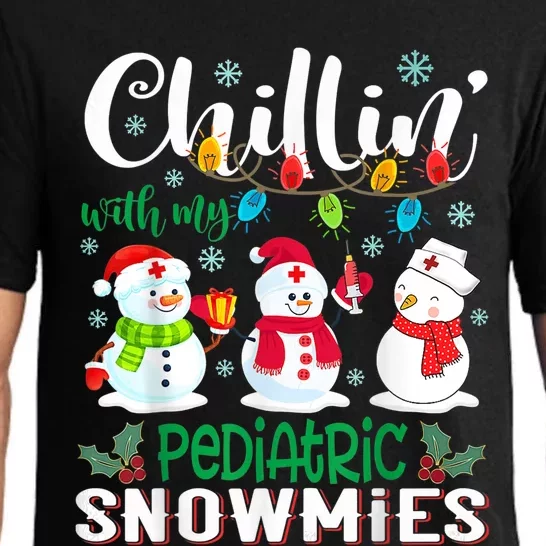 Chillin With My Pediatric Snowmies Nurse Light Christmas Pajama Set