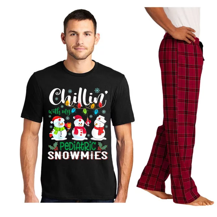 Chillin With My Pediatric Snowmies Nurse Light Christmas Pajama Set