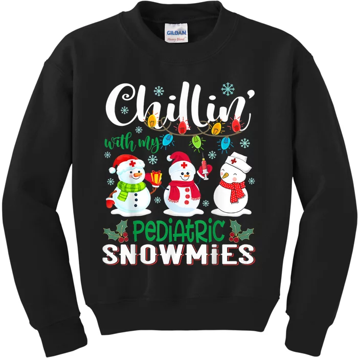 Chillin With My Pediatric Snowmies Nurse Light Christmas Kids Sweatshirt