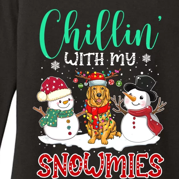 Chillin With My Snowmies Golden Santa Christmas Tree Gift Womens CVC Long Sleeve Shirt