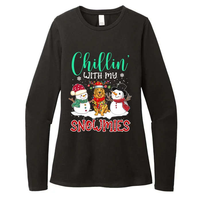 Chillin With My Snowmies Golden Santa Christmas Tree Gift Womens CVC Long Sleeve Shirt